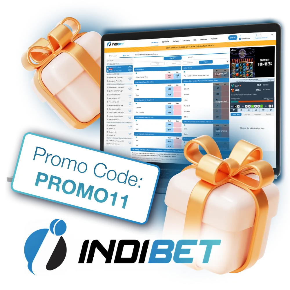 Once you've registered your Indibet account, be sure to apply the exclusive code PROMO11.
