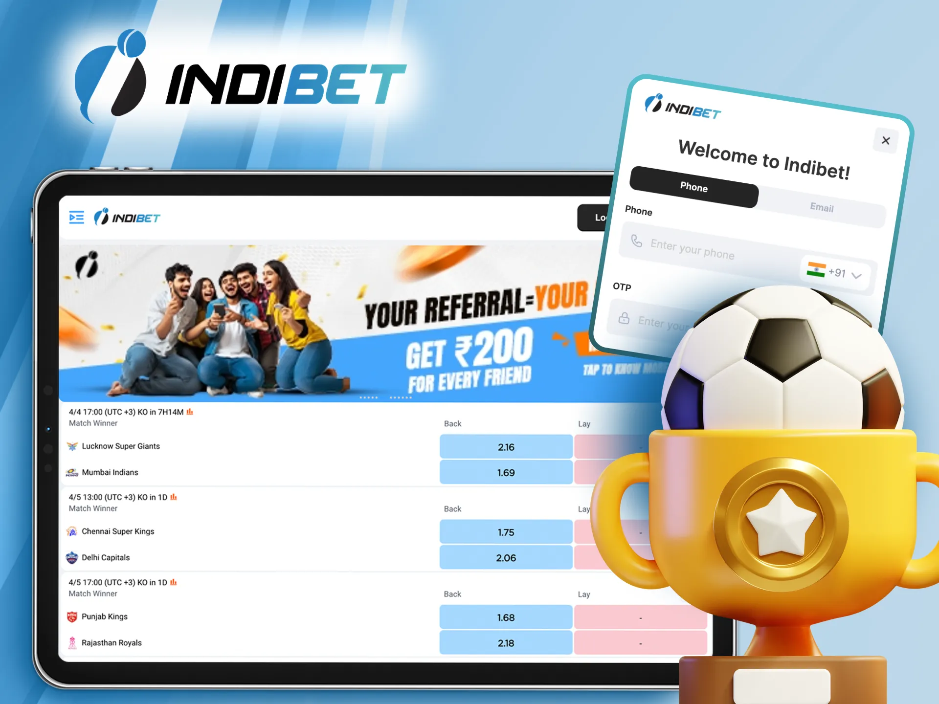 The process for placing football bets is entirely intuitive.