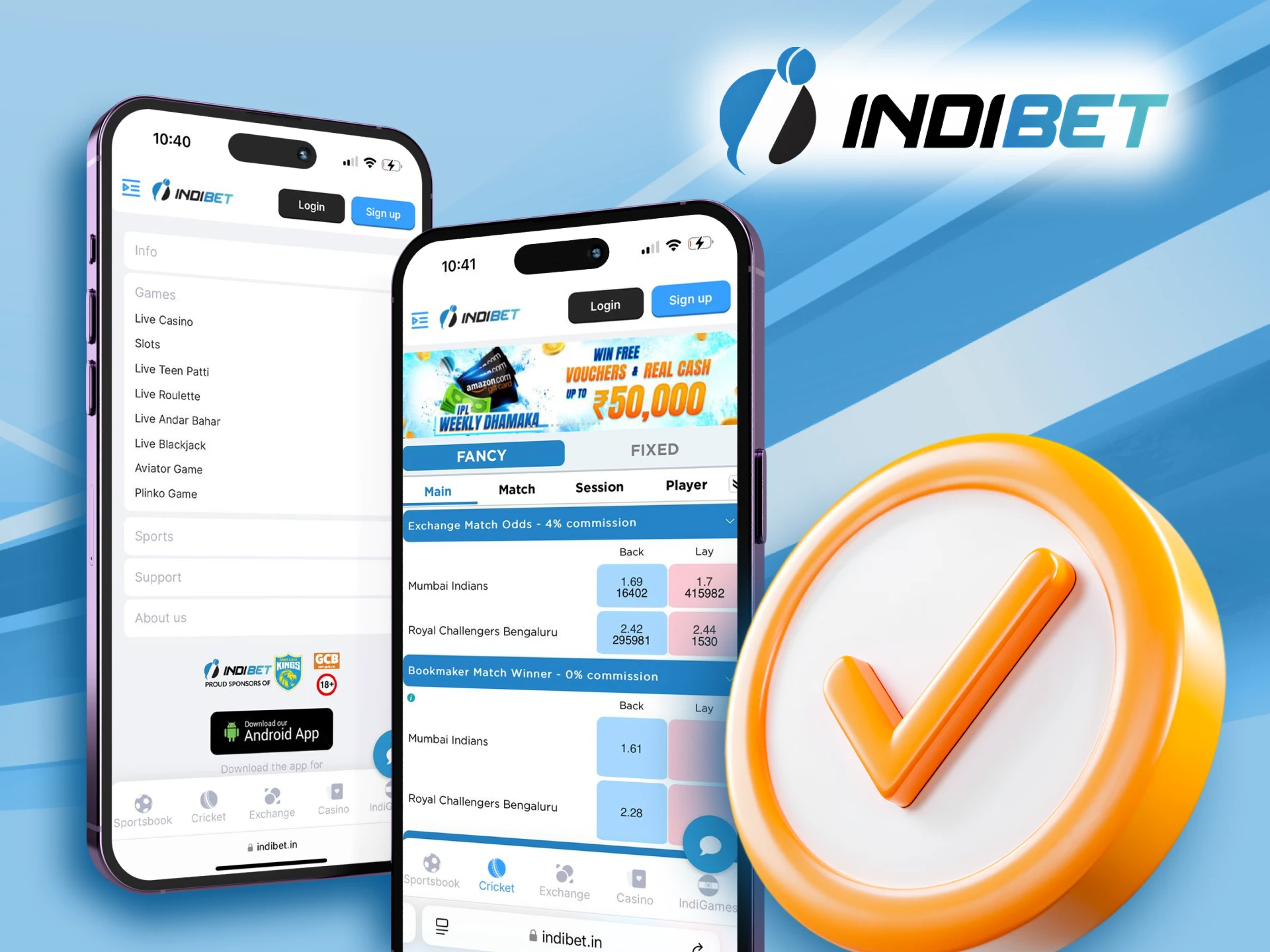 Experience everything Indibet has to offer through your browser.