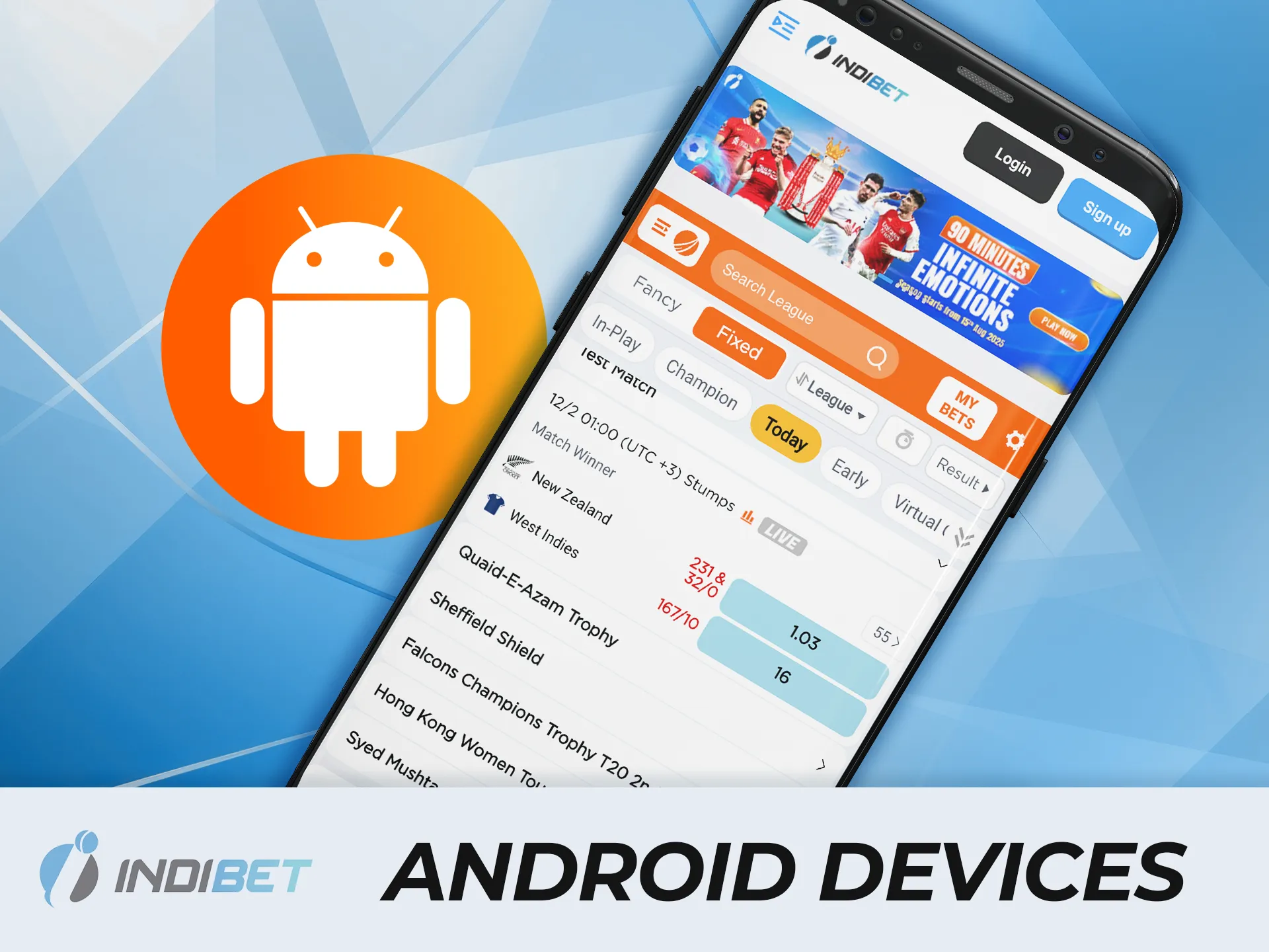 Install the IndiBet app on your Android device for an uninterrupted gaming experience.