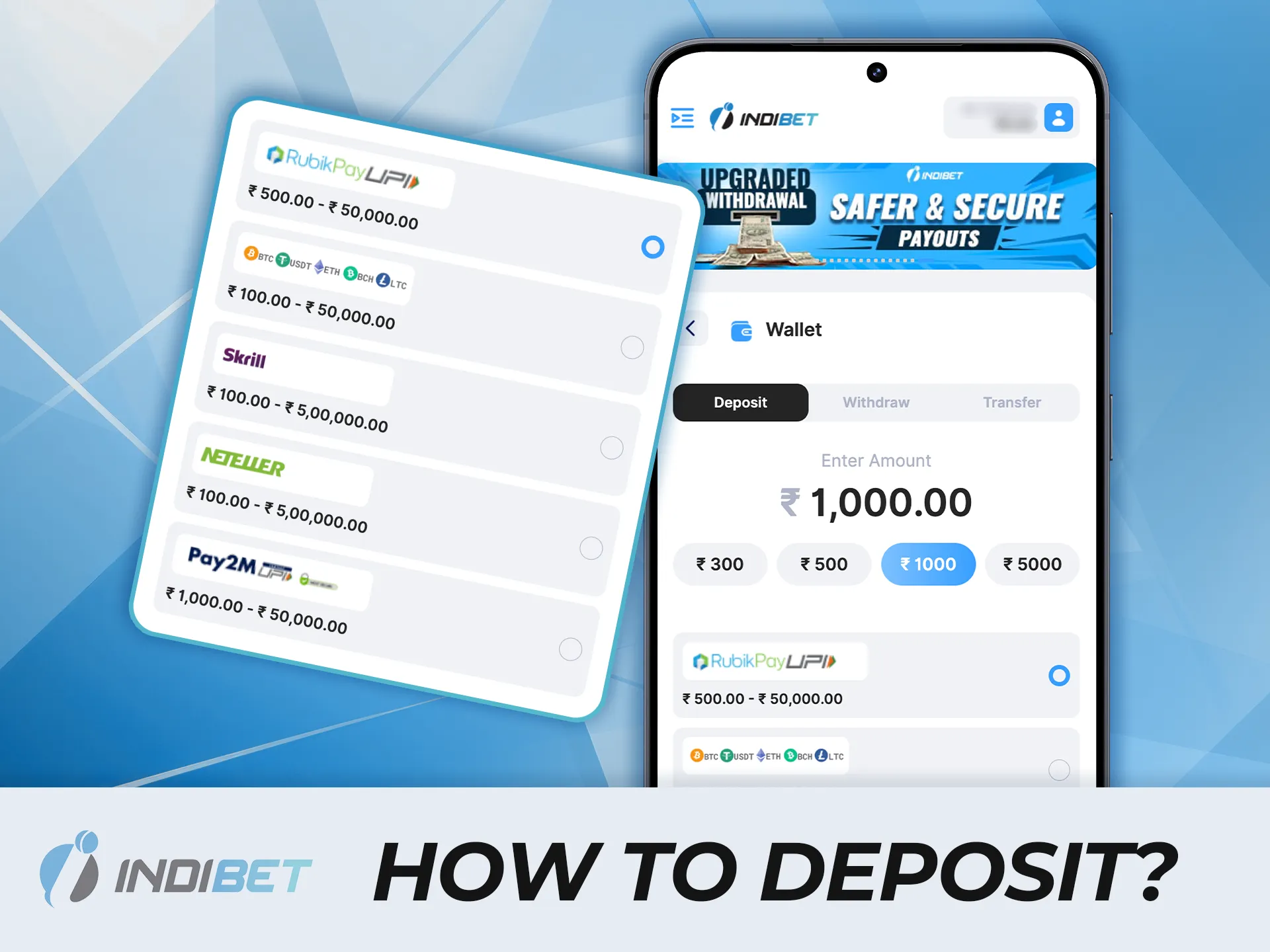 Learn how to make secure and lightning-fast deposits using the IndiBet app.