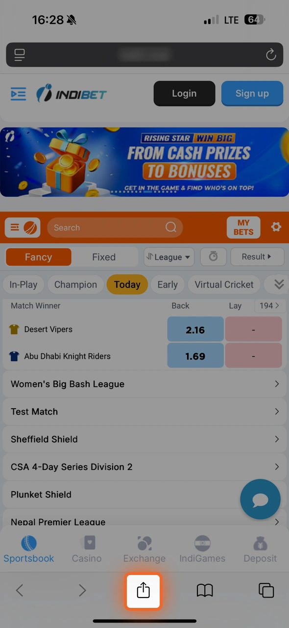 Scroll to the bottom and tap the Share icon to view the available options.