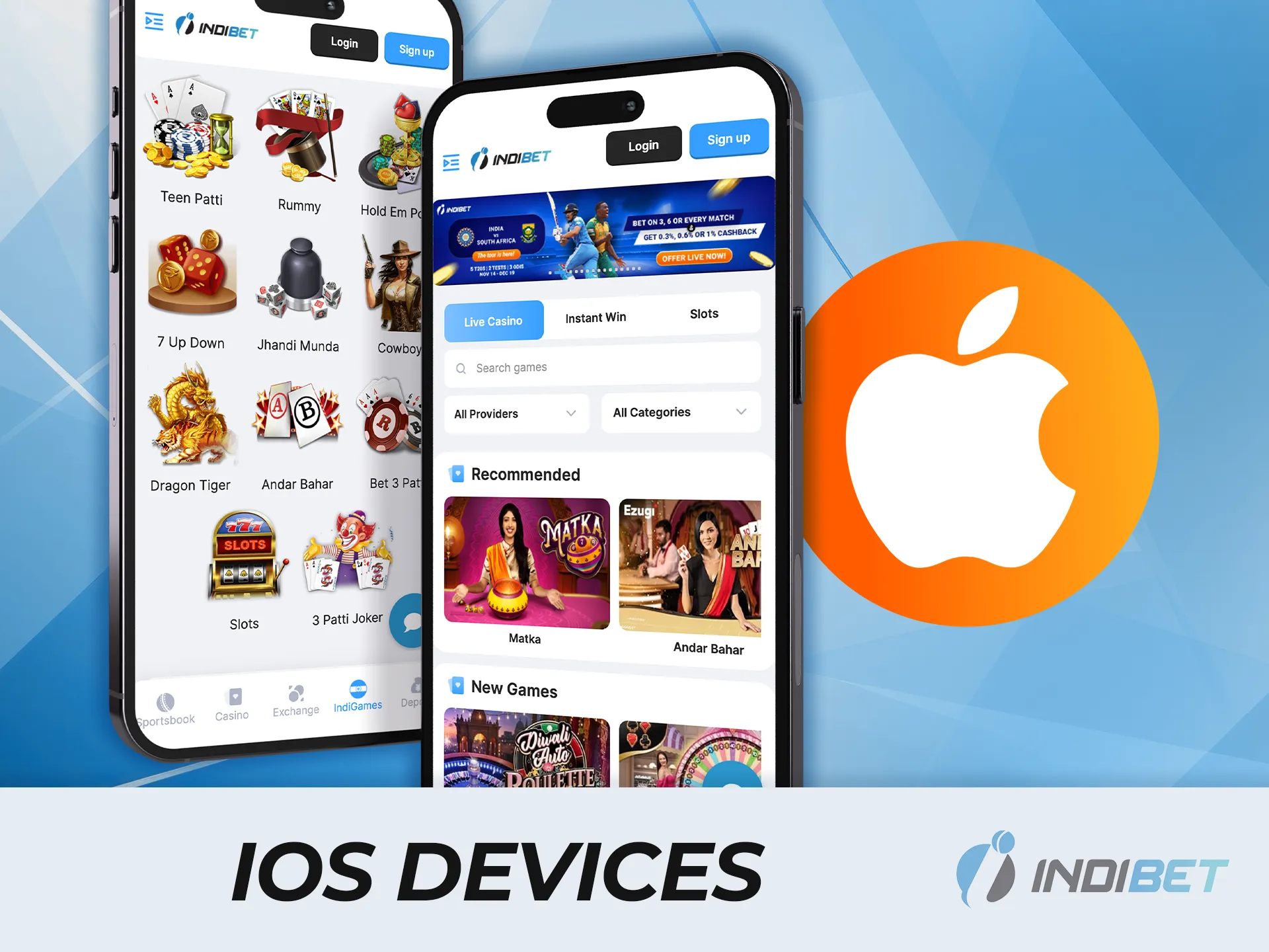 Get the IndiBet iOS version and take your favorite games with you everywhere.