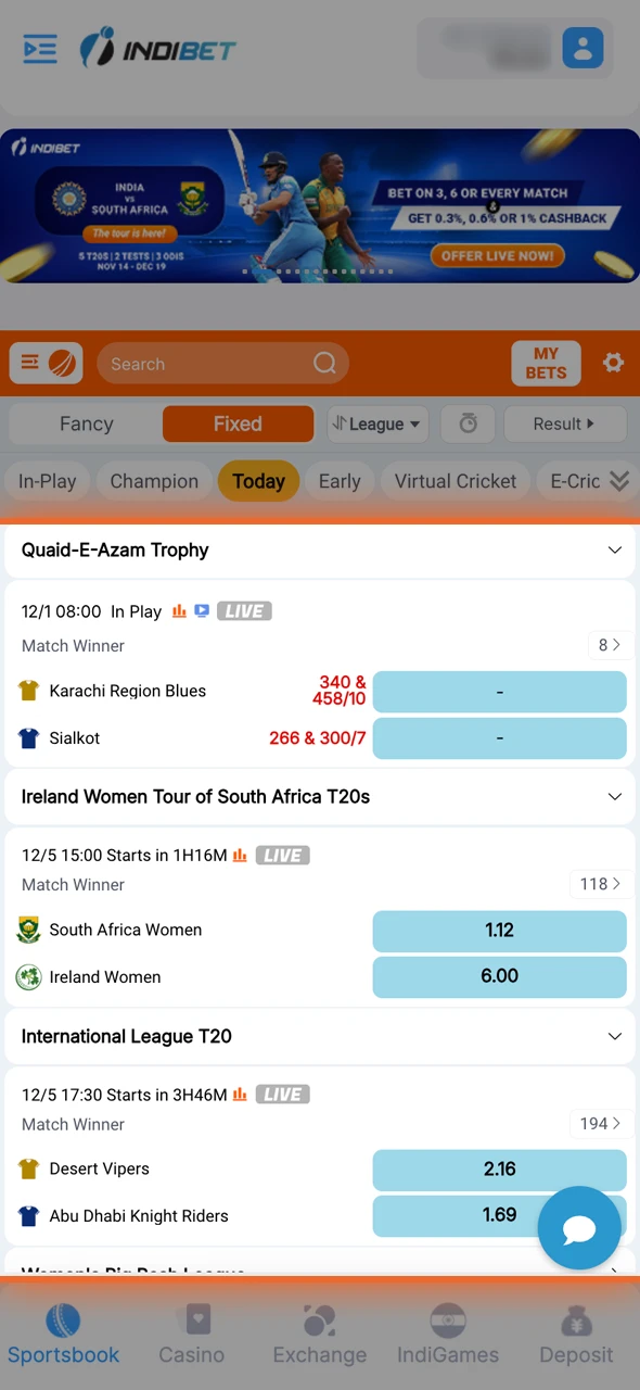 Simply pick the game you want to bet on and select your preferred market.