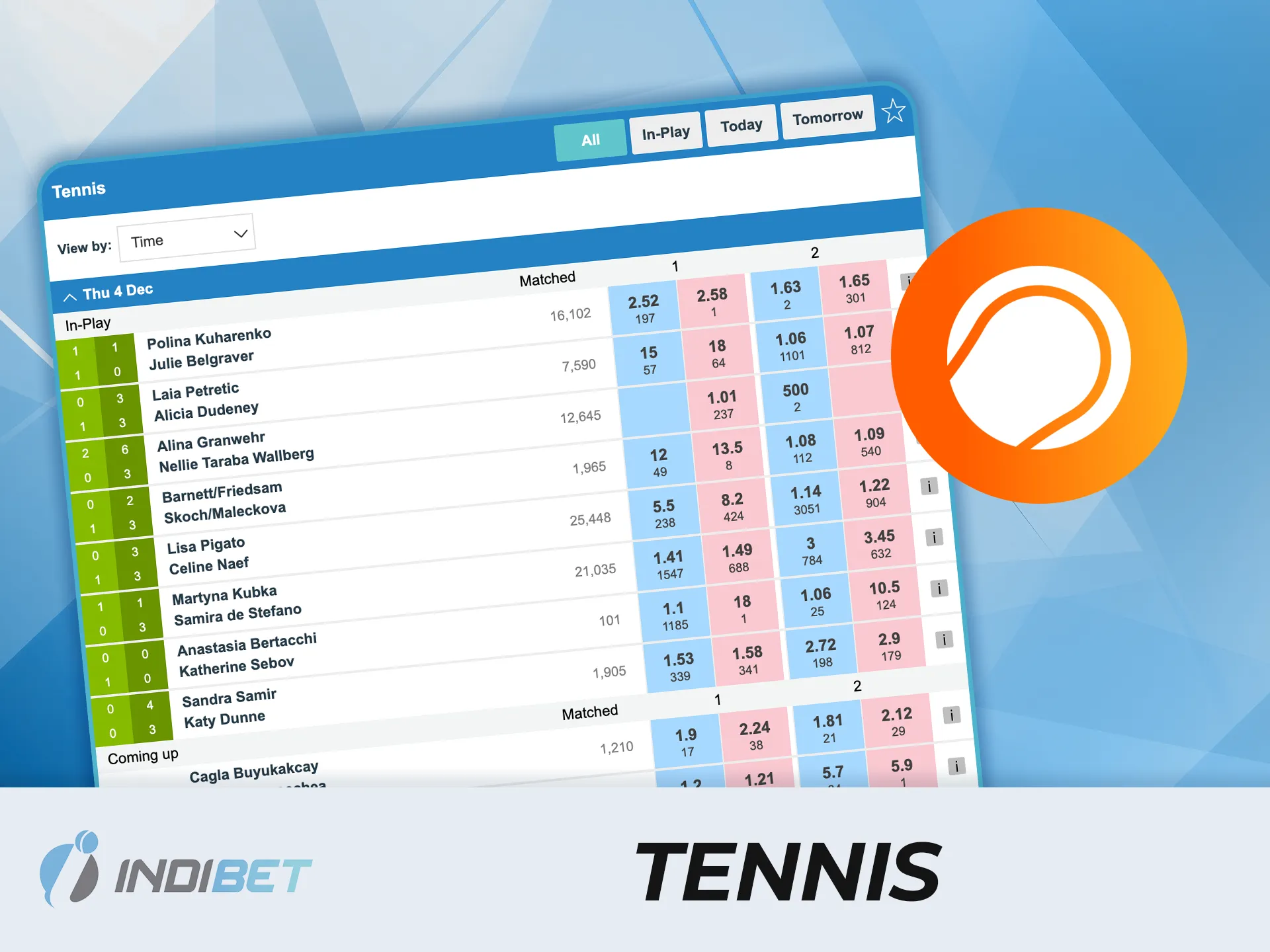 Step onto the court with IndiBet's tennis markets and compete for exciting prizes.